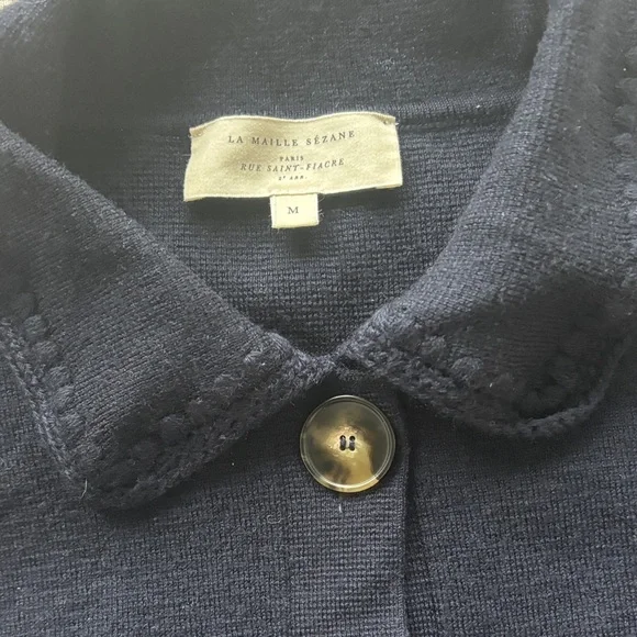 Sézane Betty Cardigan in Navy Crochet Size M - Picture 7 of 11